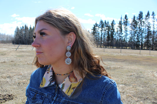 Western floral drop earings