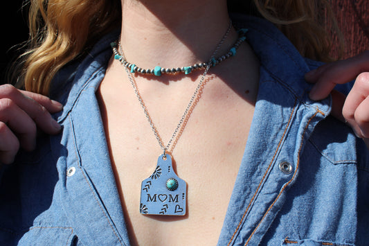 Mom Cattle tag necklace