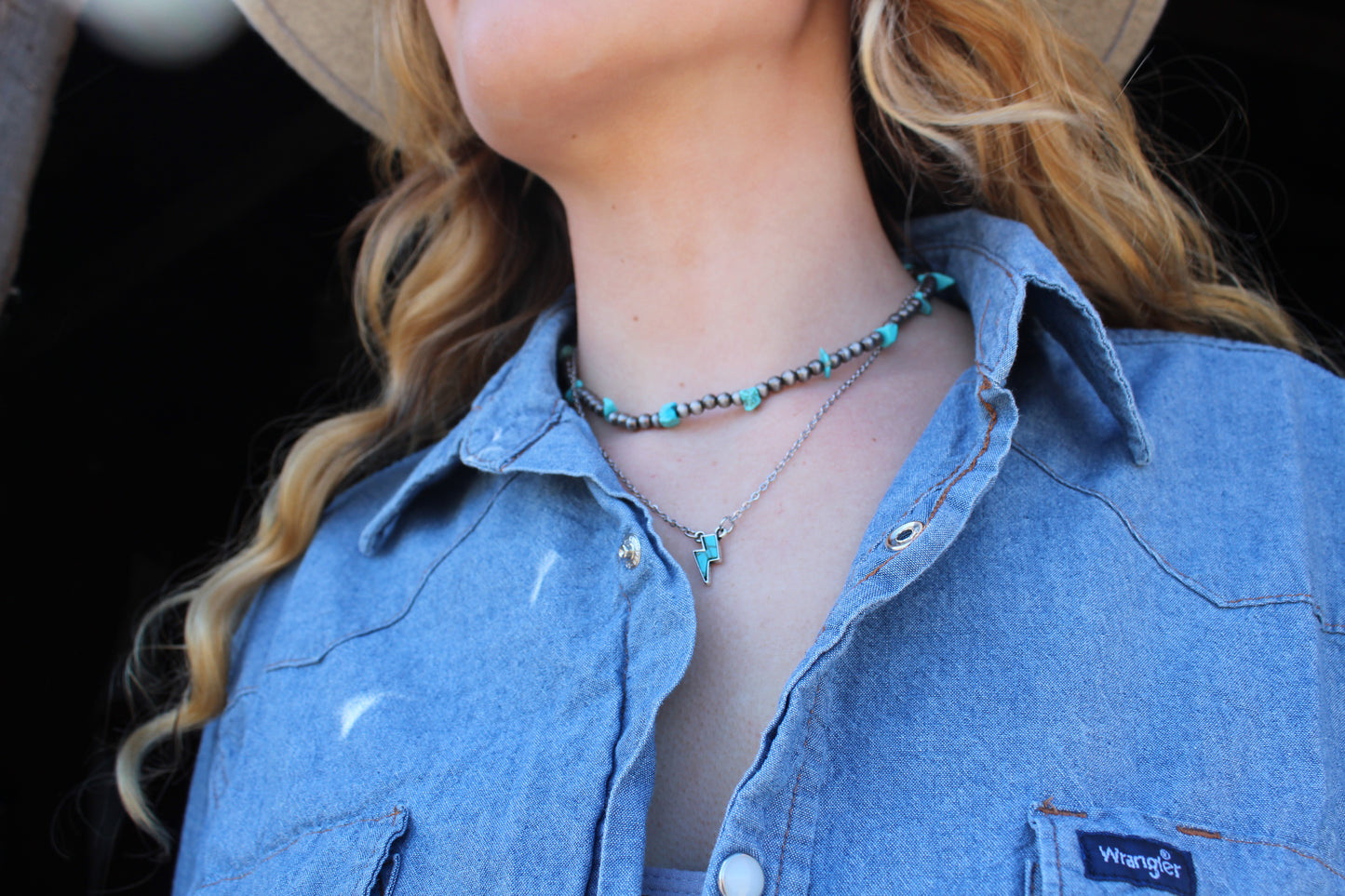 Turquoise lightning bolt necklace