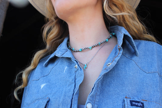 Turquoise lightning bolt necklace