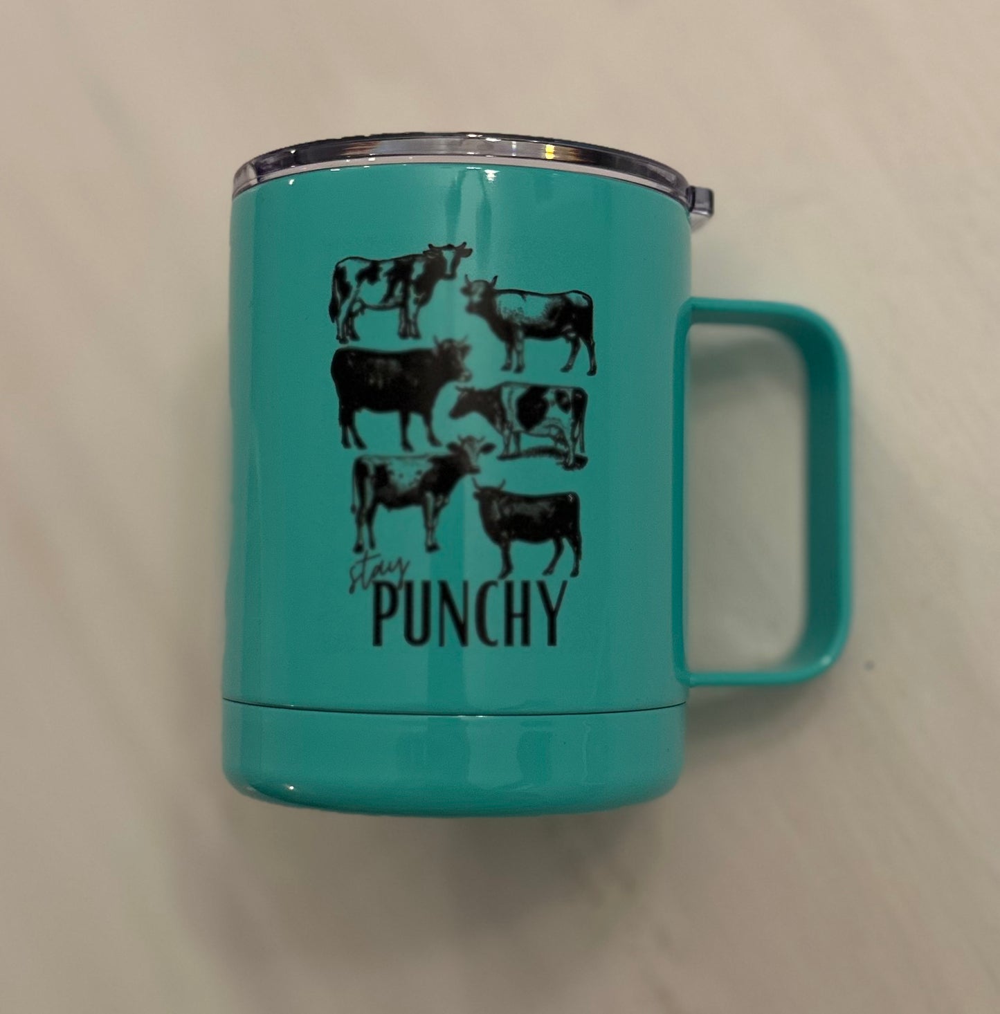 Stay Punchy stainless steel coffee mug