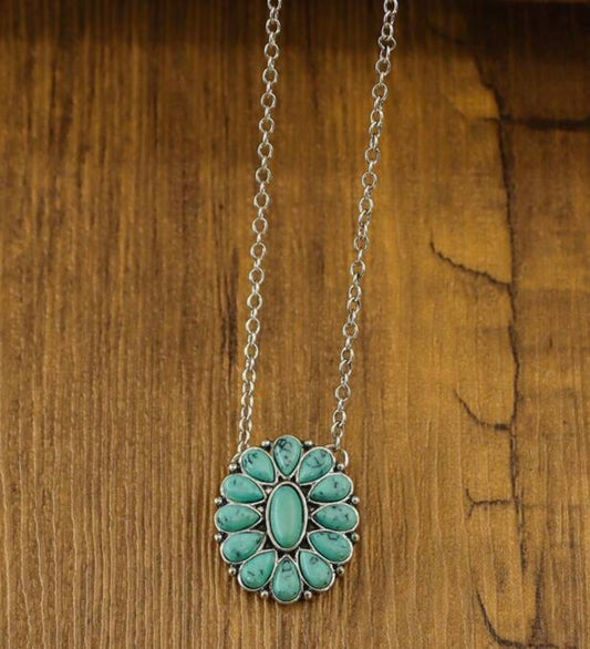 Turquoise Floral Pendant NECKLACE